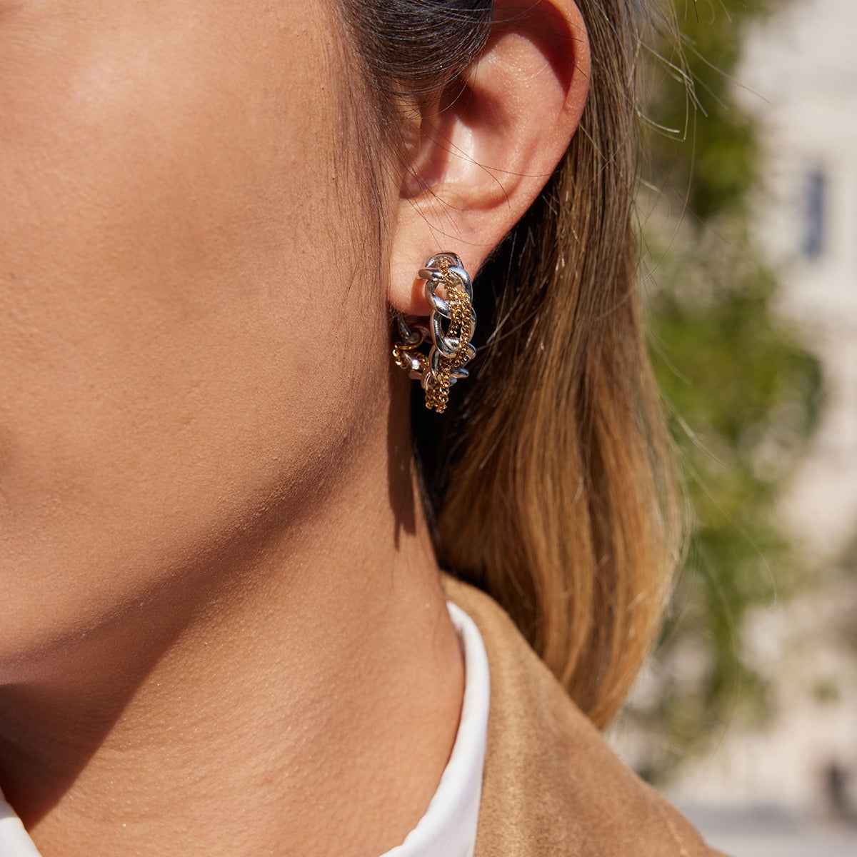 18K gold autumn/winter high-end tassel stud earrings