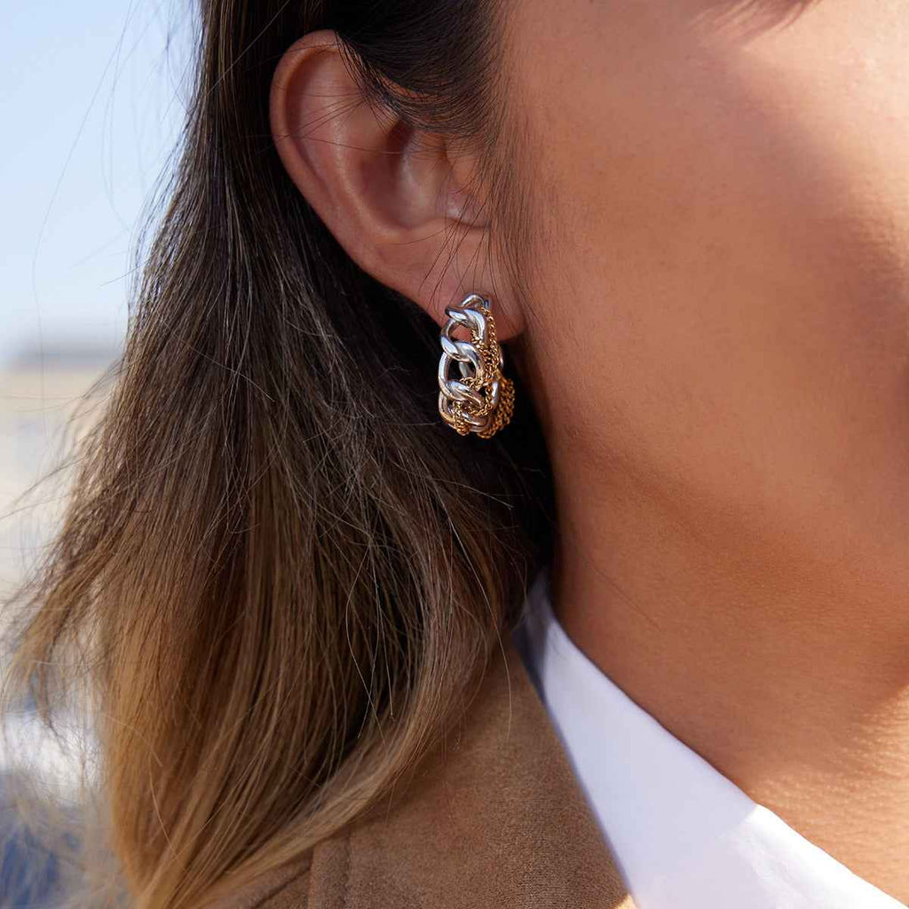 18K gold autumn/winter high-end tassel stud earrings