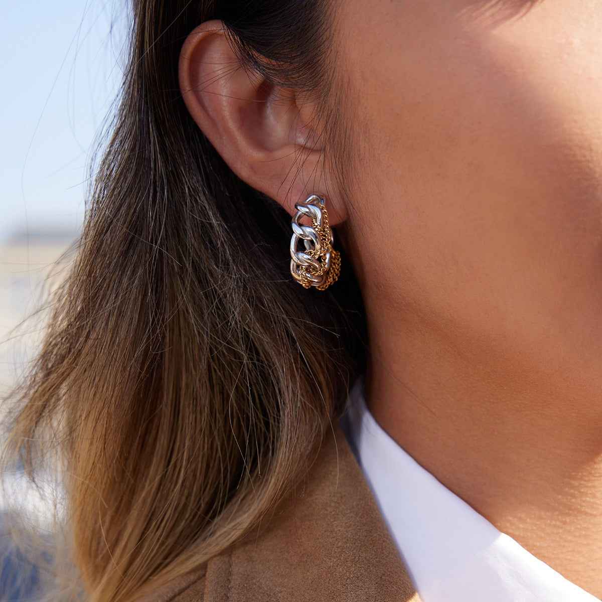 18K gold autumn/winter high-end tassel stud earrings