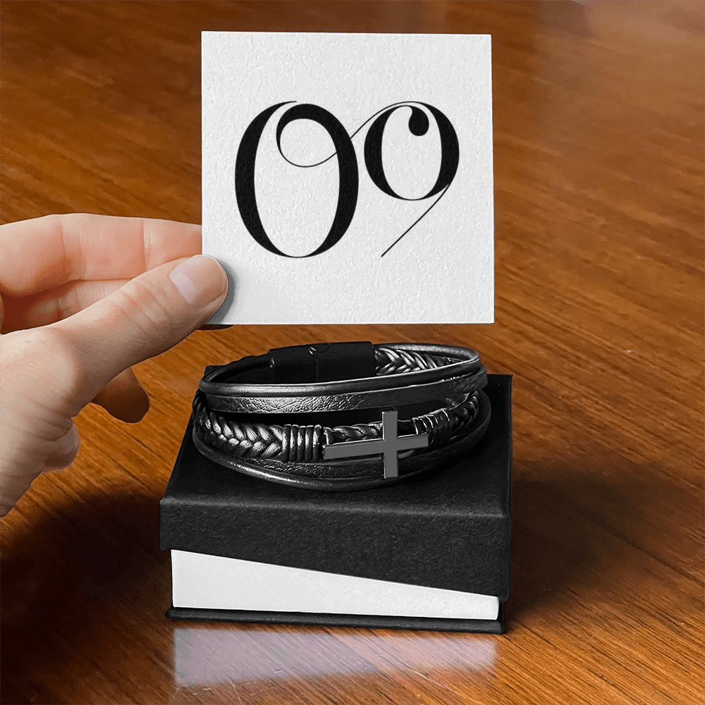 Men's Cross Leather Bracelet