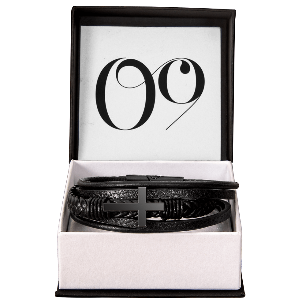 Men's Cross Leather Bracelet