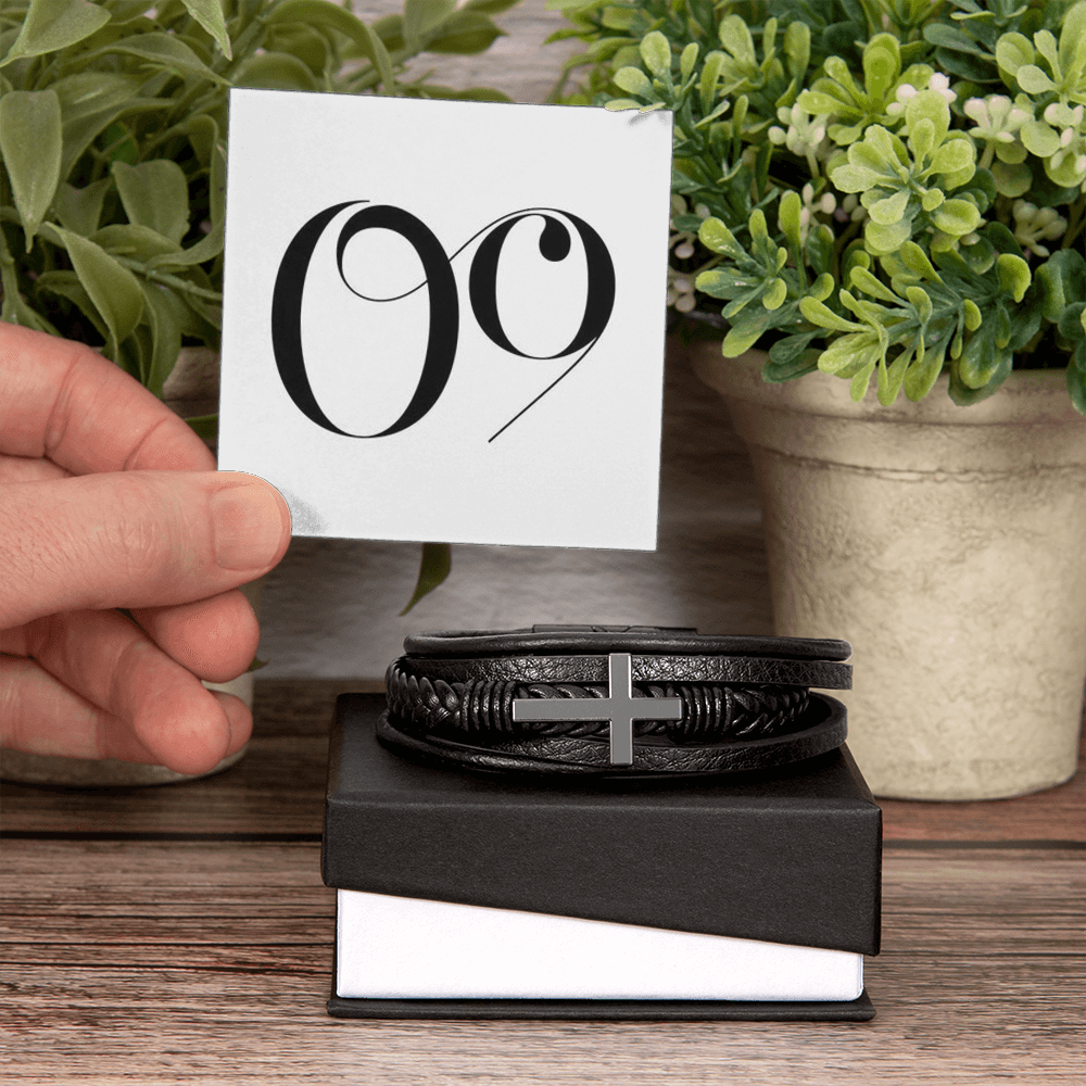 Men's Cross Leather Bracelet