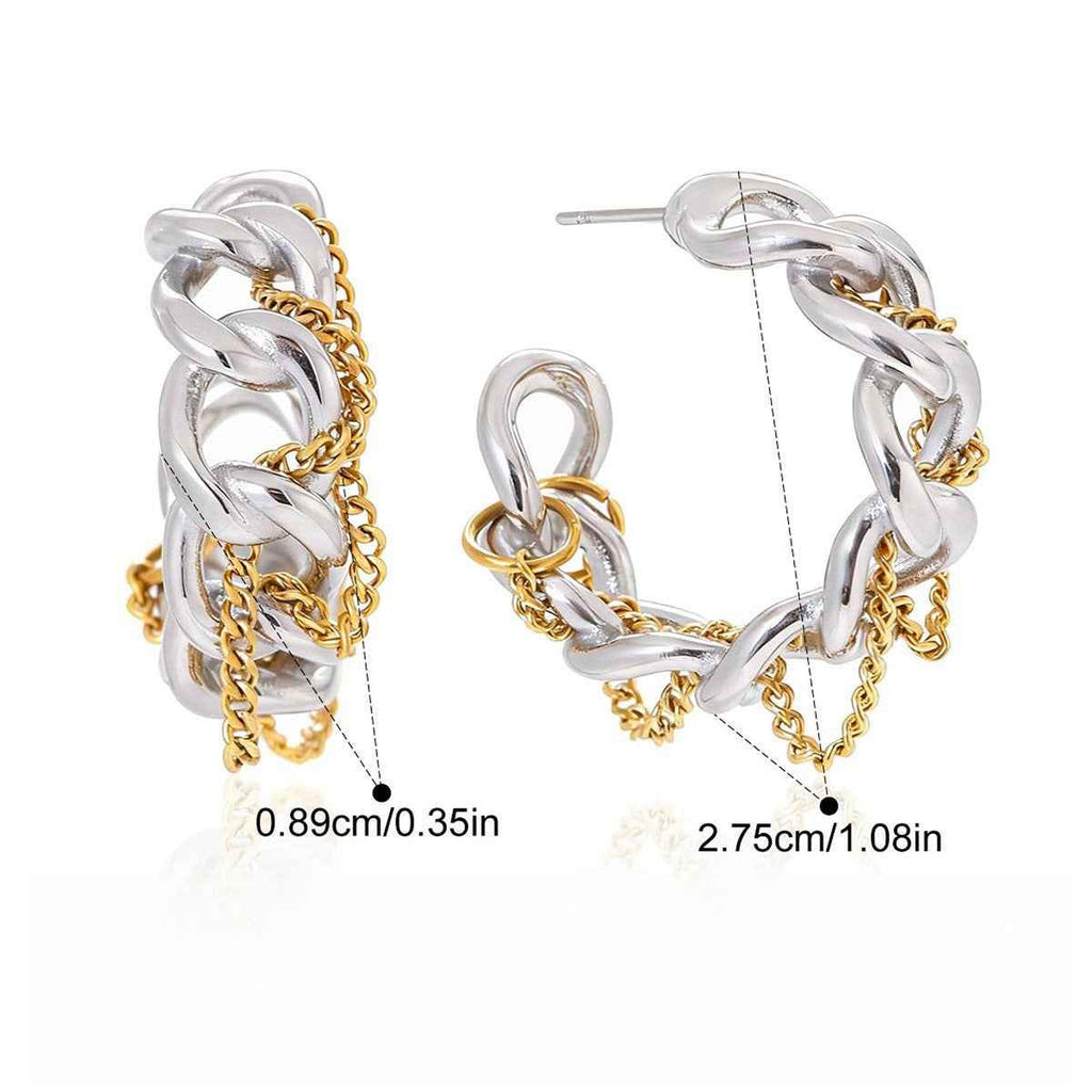 18K gold autumn/winter high-end tassel stud earrings